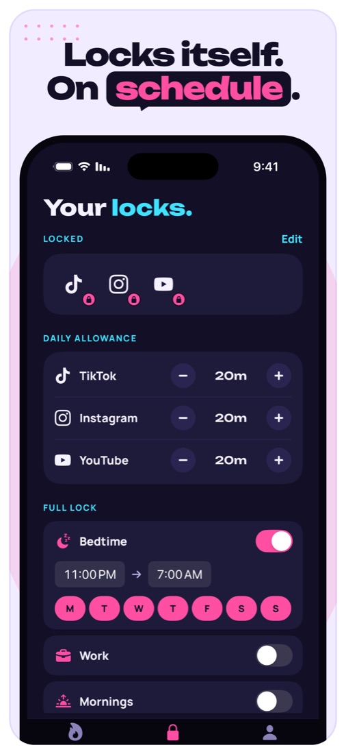 Locks itself. On schedule.